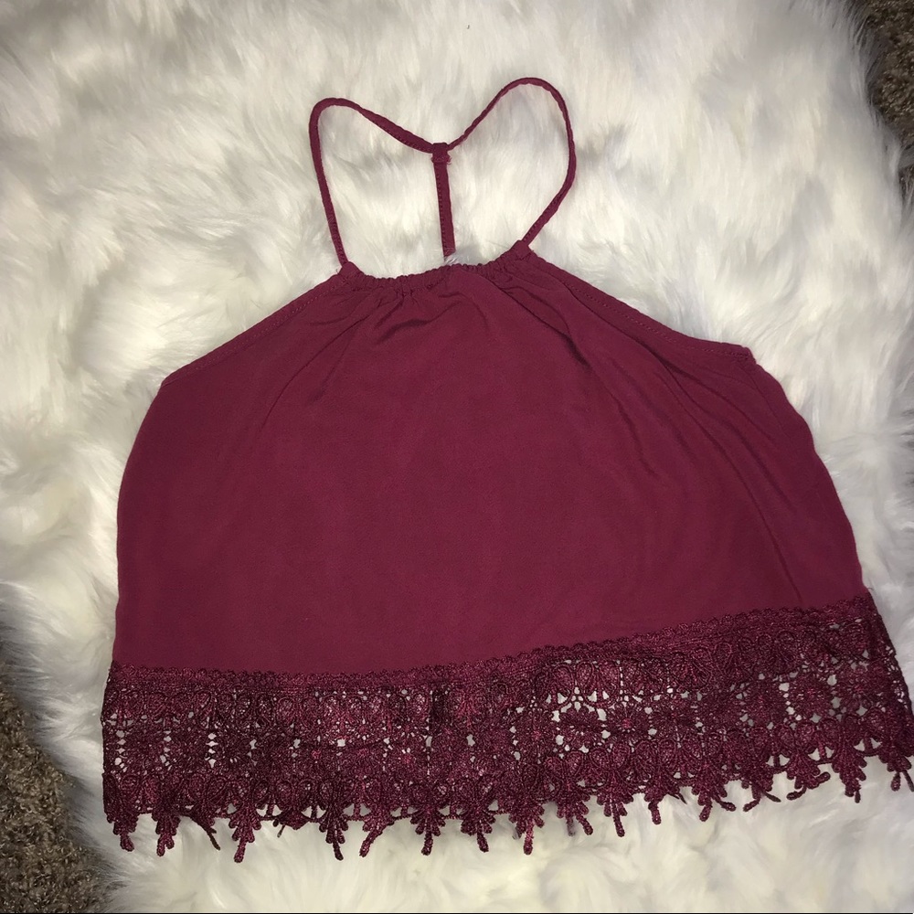 LA Hearts lace detail cropped tank